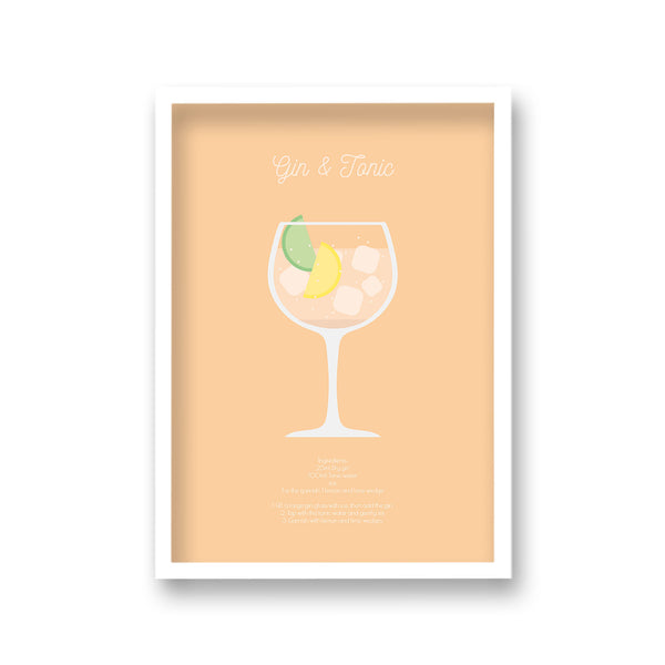 Cocktail Art Print Gin & Tonic Borderless