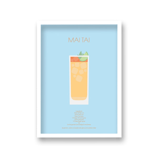 Cocktail Art Print Mai Tai Borderless