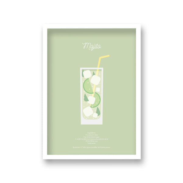 Cocktail Art Print Mojito Borderless