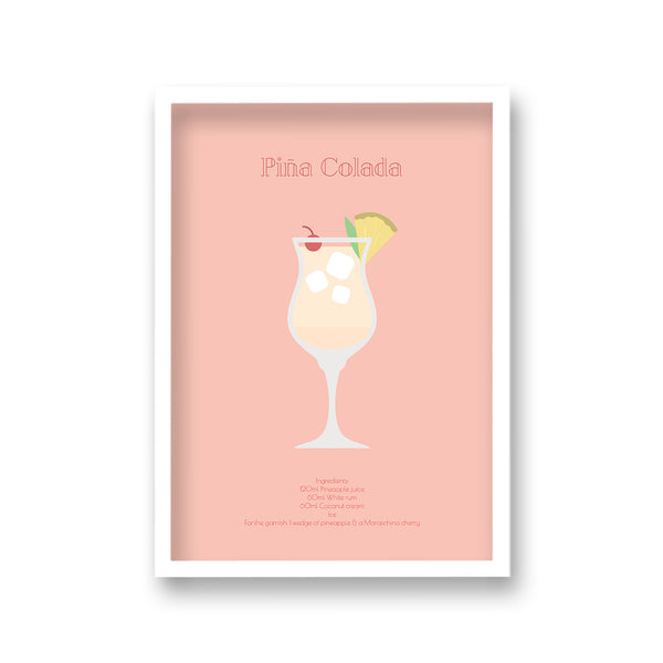 Cocktail Art Print Pina Colada Borderless