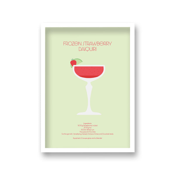 Cocktail Art Print Strawberry Daquiri Borderless
