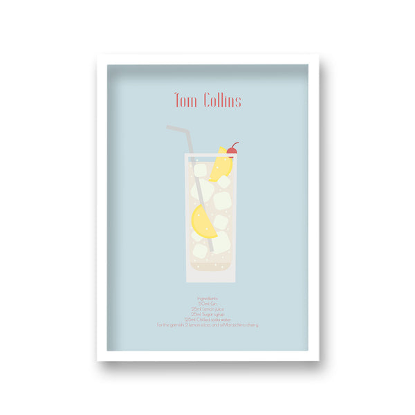 Cocktail Art Print Tom Collins Borderless
