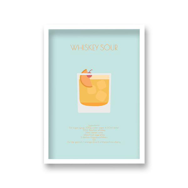 Cocktail Art Print Whiskey Sour Borderless