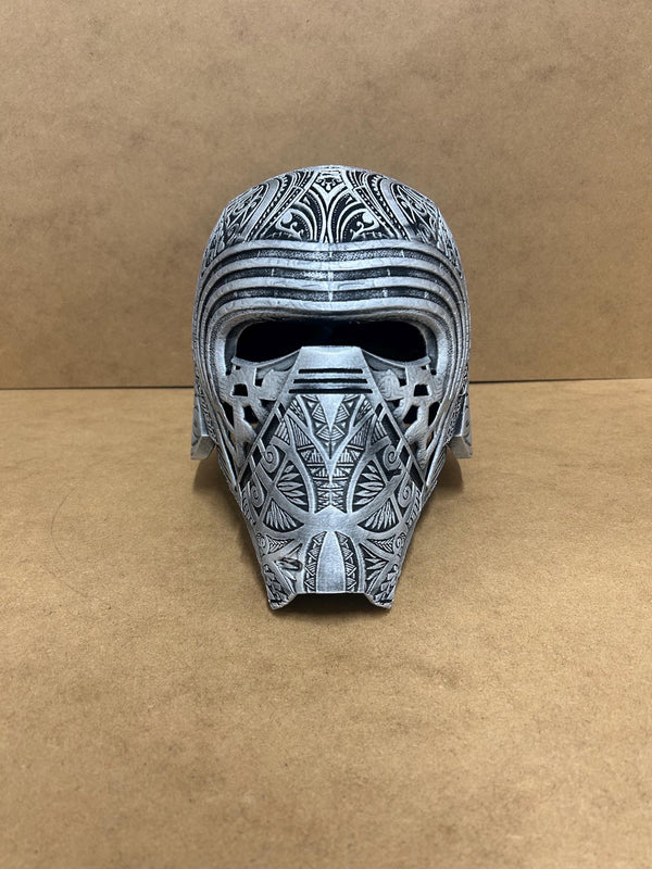 Kylo Ren Helmet - Display - Replica - 3D printed - Silver - Wearable - Painted - 3D Print - Hand Painted