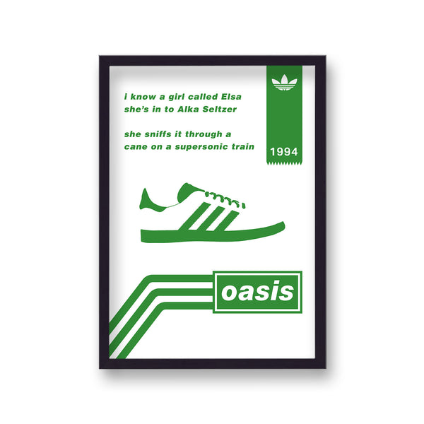 Oasis Graphic Song Lyric Supersonic Green White