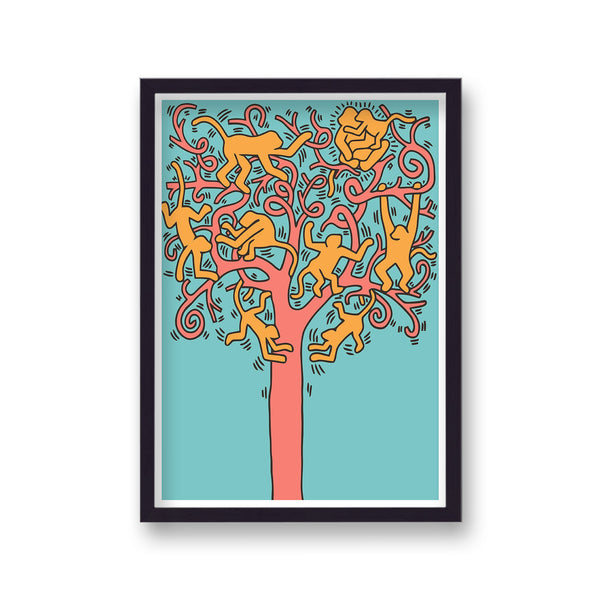 Keith Haring Tree Of Life Monkeys Art Print
