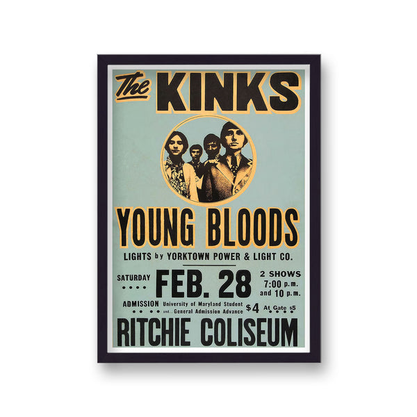 The Kinks Live In Maryland Vintage Music Print