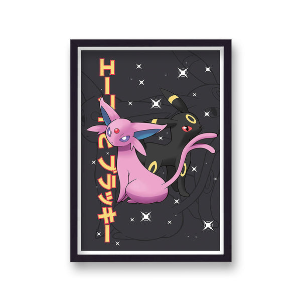 Pokemon Print Espeon And Umbreon Black