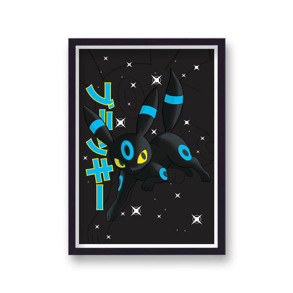 Pokemon Print Umbreon Black And Sky Blue