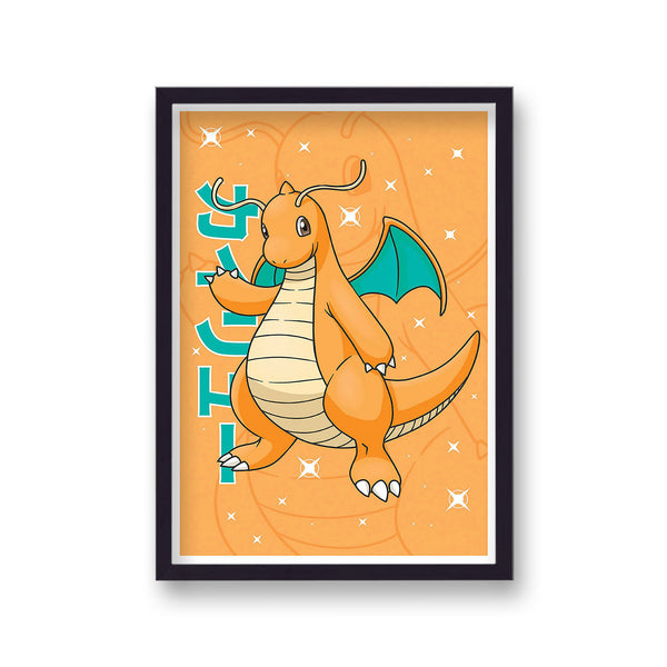 Pokemon Print Dragonite Orange