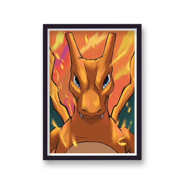 Pokemon Print Charizard Close Up Orange