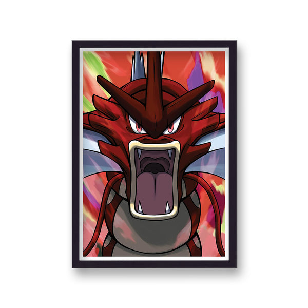 Pokemon Print Gyarados Close Up Red