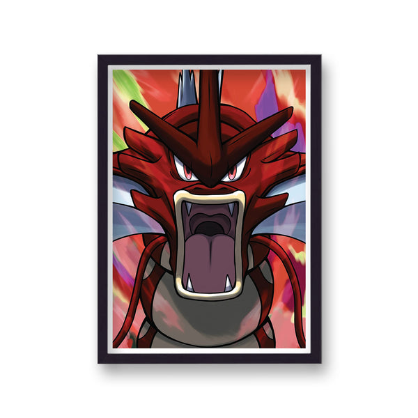 Pokemon Print Gyarados Red Close Up