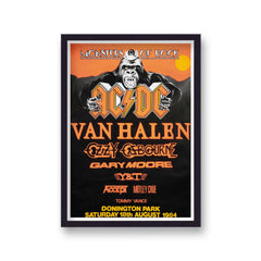 Vintage Music Poster Monsters Of Rock AC DC Van Halen Ozzy Osbourne 1984