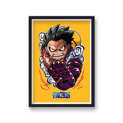 One Piece Yellow Background Angry Luffy Poster Print
