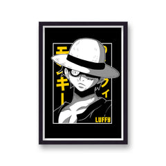One Piece Luffy Straw Hat Yellow and Black Poster Print