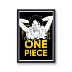 One Piece Luffy Smiling Yellow and Black Poster Print