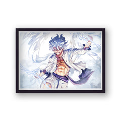 One Piece Luffy Gear 5 White Landscape Poster Print