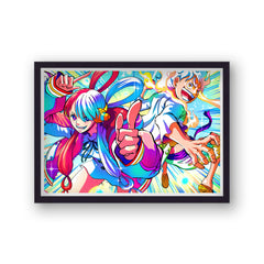 One Piece Multicoloured Luffy Gear 5 and Uta Poster Print