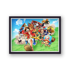One Piece Dragon Chasing Characters Landscape Poster Print