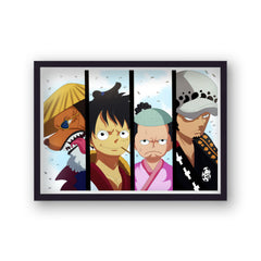 One Piece Inuarash, Luffy, Momonosuke and Trafalgar Landscape Poster Print