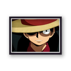 One Piece Luffy in Straw Hat Close Up Landscape Poster Print