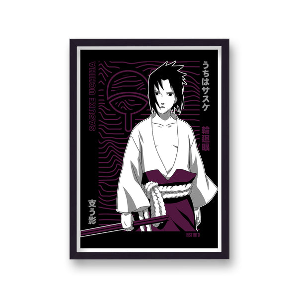 Naruto Sasuke Uchiha Purple and Black Character Poster Print