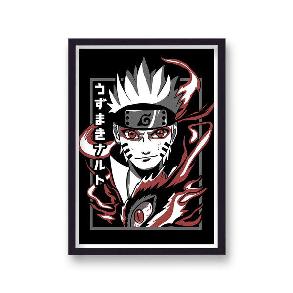 Naruto and Kurama Red and Black Poster Print