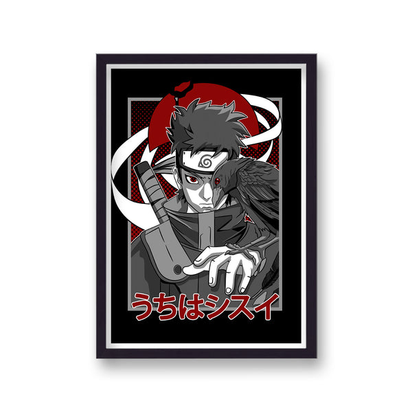 Naruto Uchiha With Crow Red and Black Poster Print