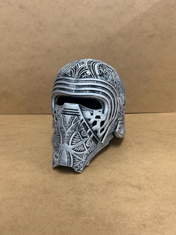 Kylo Ren Helmet - Display - Replica - 3D printed - Silver - Wearable - Painted - 3D Print - Hand Painted