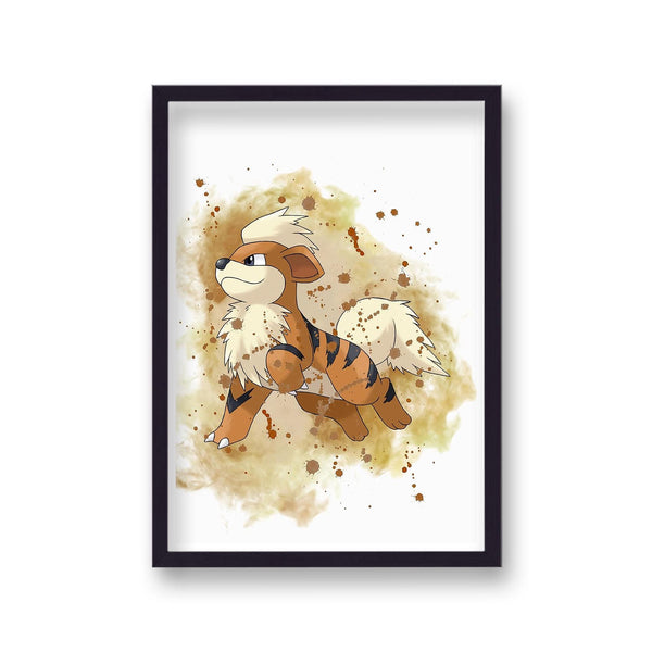 Pokemon Growlithe Wall Art Cartoon Gaming Retro Poster Print