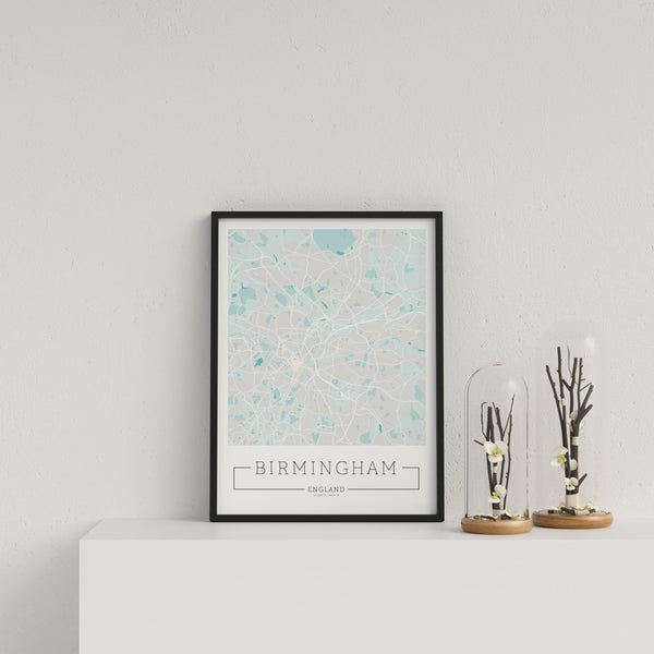 City Location Ordnance Map Typography Blue Birmingham