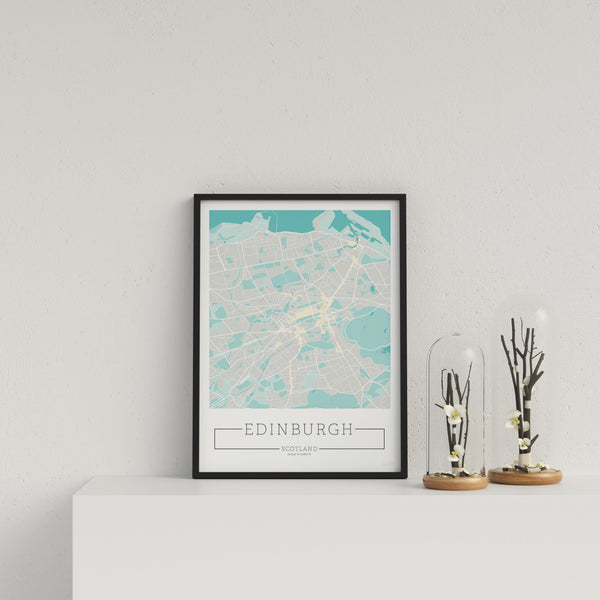 City Location Ordnance Map Typography Blue Edinburgh