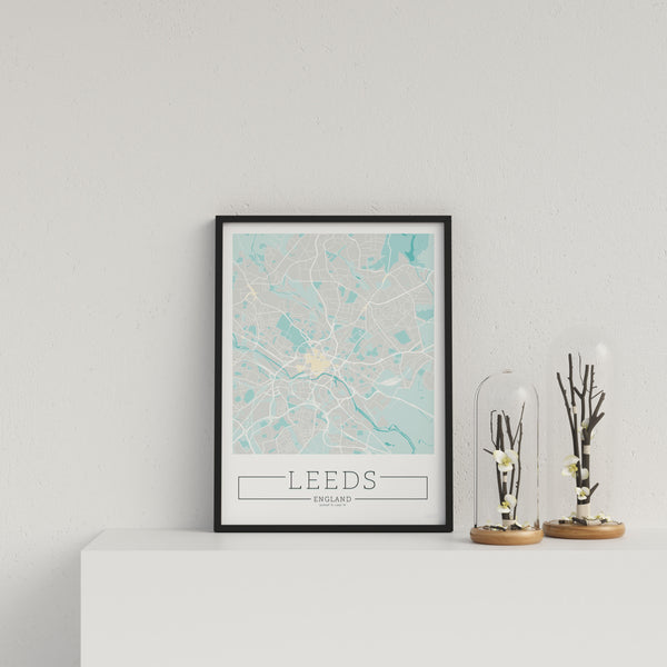 City Location Ordnance Map Typography Blue Leeds