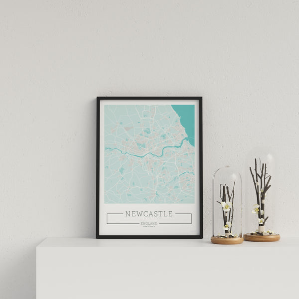 City Location Ordnance Map Typography Blue Newcastle