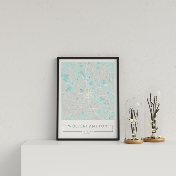 City Location Ordnance Map Typography Blue Wolverhampton