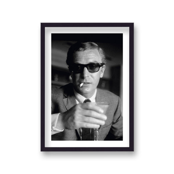 Michael Caine Iconic Portrait Wearing Tailored Suit And Dark Sunglasses Cigarette In Mouth Vintage Icon Print