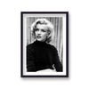 Marilyn Monroe Portrait Wearing Stylish Black Sweater Listening To Talk Out Of Picture Vintage Icon Print