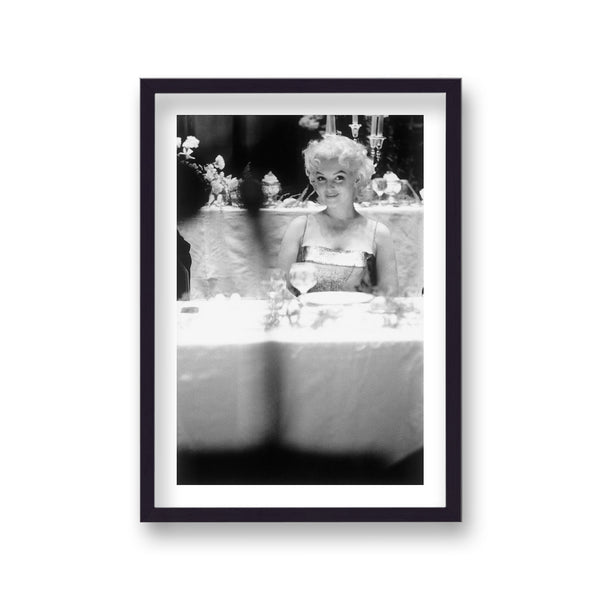 Marilyn Sat Alone At Glamourous Function Smiling Photographed From A Distance Vintage Icon Print