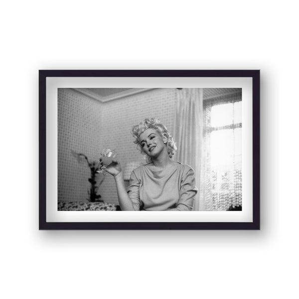 Marilyn Monroe Portrait In Relaxed Thoughful Mood With Drink In Hand Vintage Icon Print