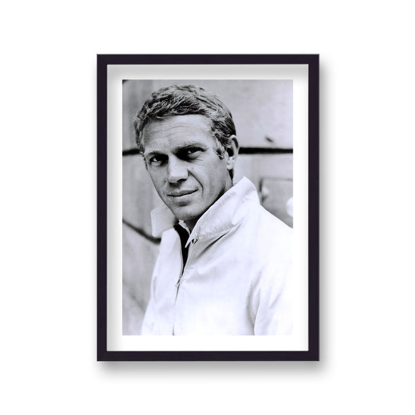Steve Mcqueen Portrait Wearing Light Harrington Style Jacket Vintage Icon Print