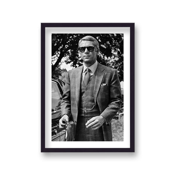 Steve Mc Queen Three Piece Suit Wearing Persol Sunglasses Thomas Crown Affair Vintage Icon Print