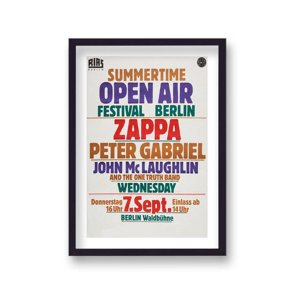 Frank Zappa Peter Gabriel Summertime Open Air Festival Berlin Concert Poster