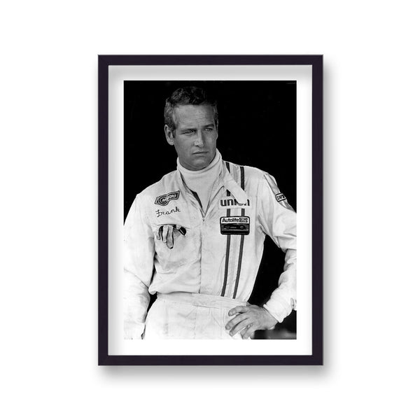 Paul Newman Portrait In White Motor Racing Suit Vintage Icon Print