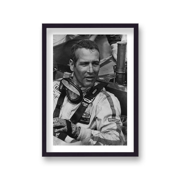 Paul Newman Portrait Sat In Race Car With Grimy Face Post Race Vintage Icon Print