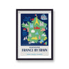 Discover France By Train France Country Map Graphic Vintage Travel Print