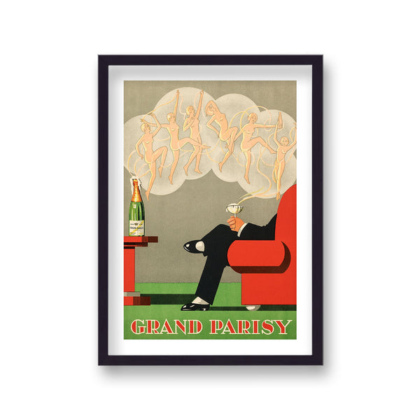 Champagne Grand Parisy Graphic Vintage Art Print