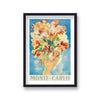 Monte Carlo Graphic Naked Girl Holding Huge Flower Bouquet Vintage Travel Print