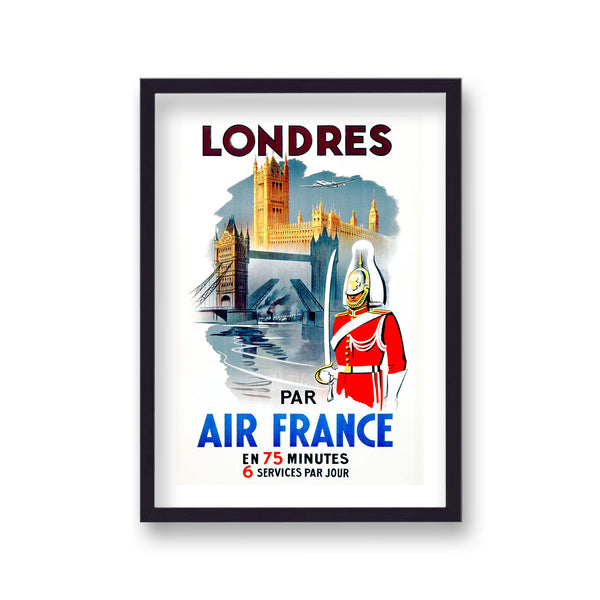Air France Londres London Landmarks Vintage Travel Print