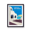 Air France Greece Graphic White Villa And Bay With Fishing Boats